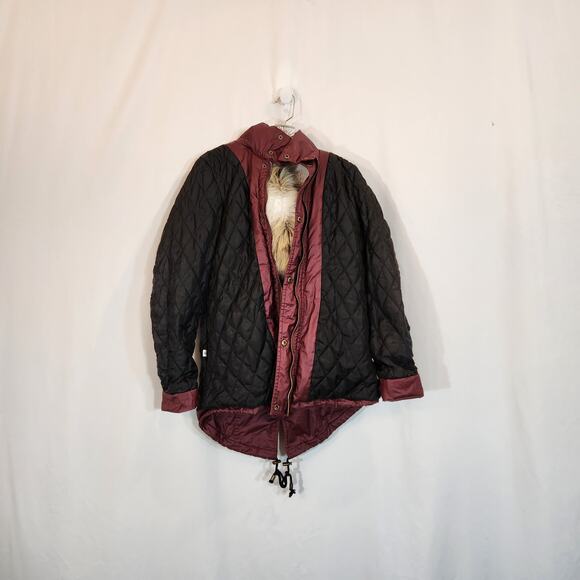 AMERICAN RAG Burgundy Red Hooded Parka Pockets Faux Fur Winter Womens Small S - Picture 7 of 12